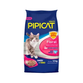Areia Higiênica Pipicat Floral para Gatos 12kg Kelco