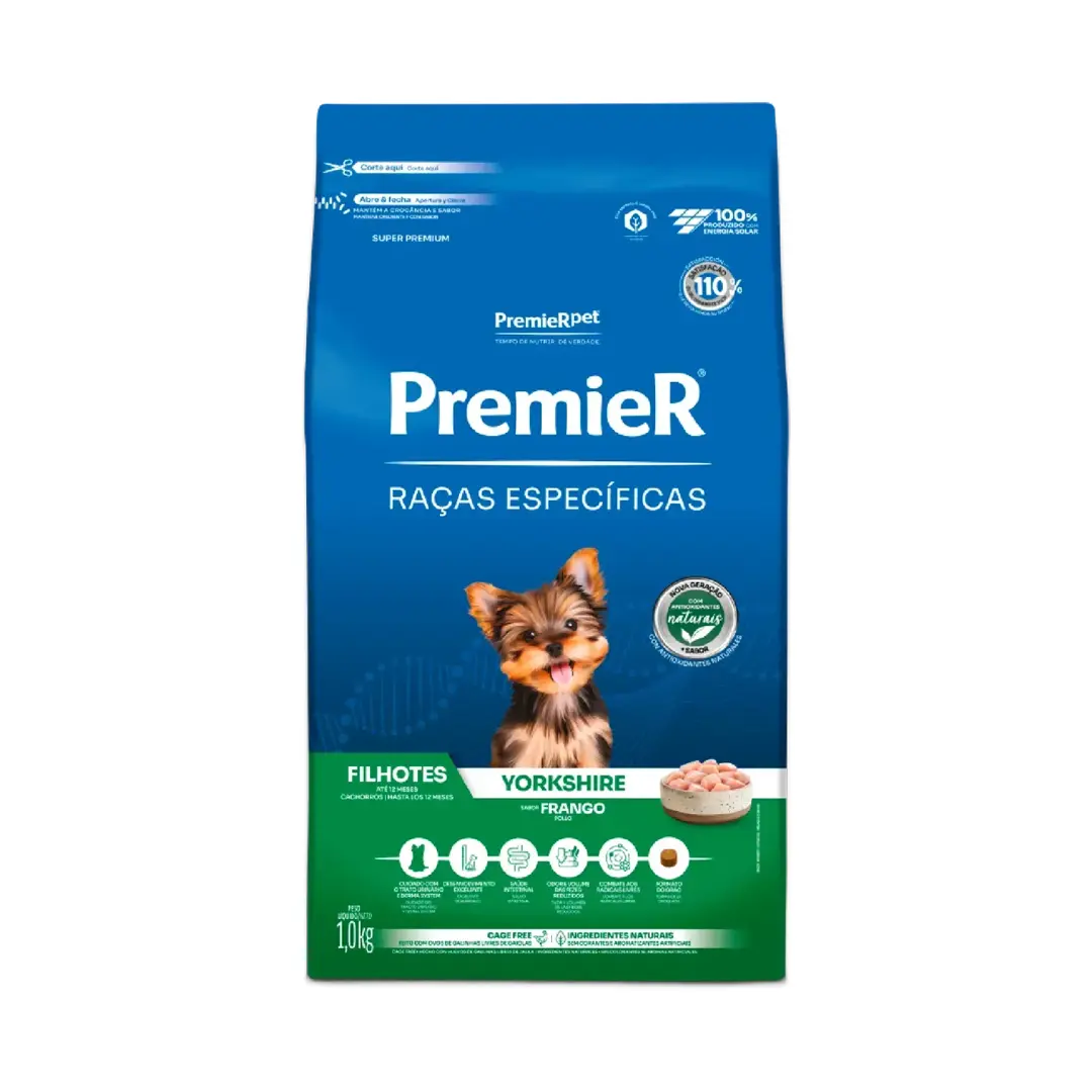 Ração Premier Raças Específicas para Cães Filhotes Yorkshire Sabor Frango 1Kg