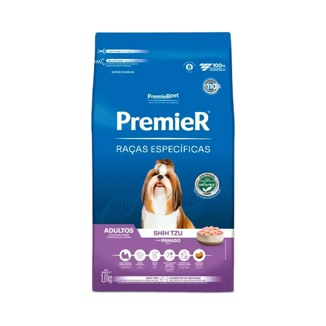Ração Premier Raças Específicas para Cães Adultos Shih Tzu Sabor Frango 1Kg