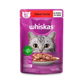 Ração Úmida Whiskas Sachê para Gatos Adultos Sabor Carne ao Molho 85g