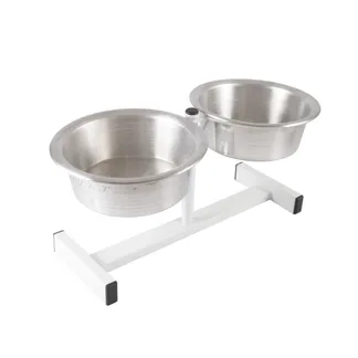 Comedouro e Bebedouro Médio com Suporte para Cães Cristal Aramados