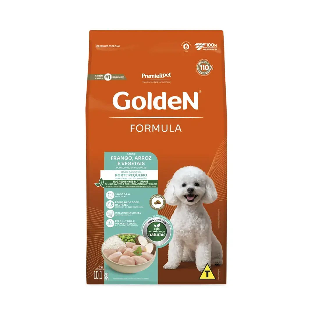 Ração Golden Fórmula para Cães Adultos de Pequeno Porte Sabor Frango e Arroz 10,1Kg