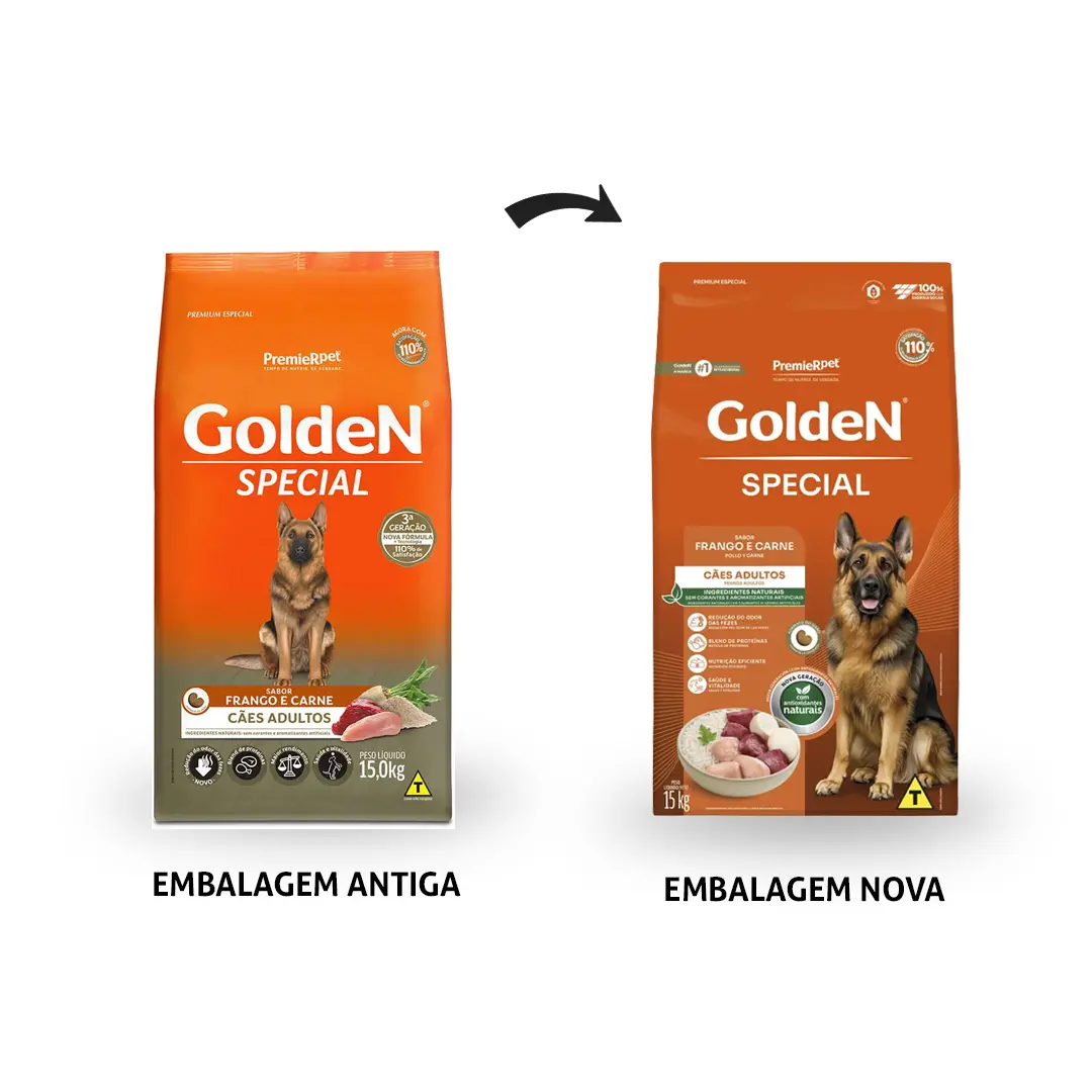 Ração Golden Special Cães Adultos Frango e Carne 15Kg