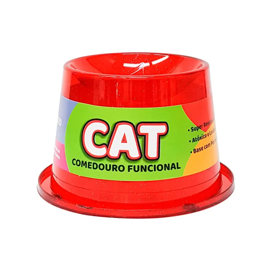 Comedouro Antiformiga para Gatos Vermelho Glitter 250ml Pet Toys
