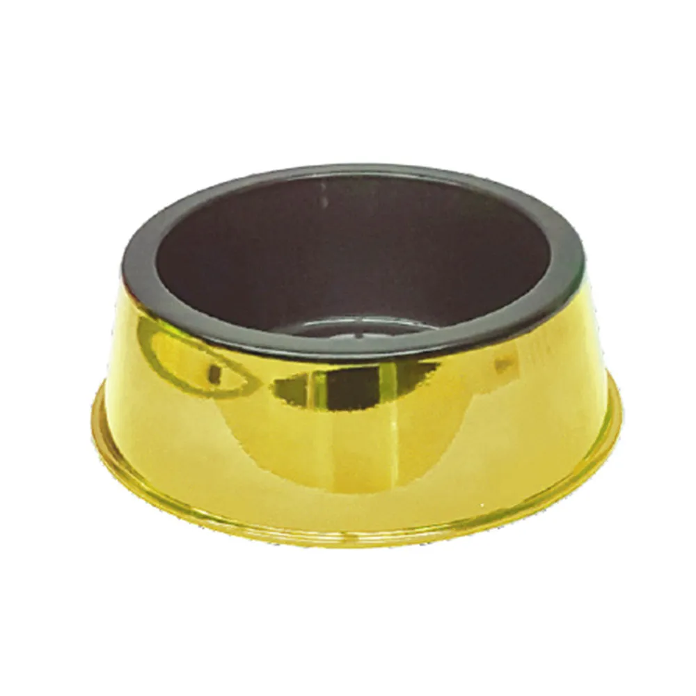 Comedouro Grande Simples Ouro Metalizado 1900ml para Cães Pet Toys