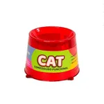 Comedouro Alto para Gatos Transparente Vermelho Glitter 250ml Pet Toys