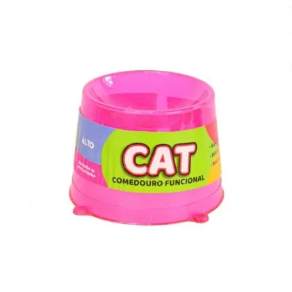 Comedouro Alto para Gatos Transparente Rosa Glitter 250ml Pet Toys