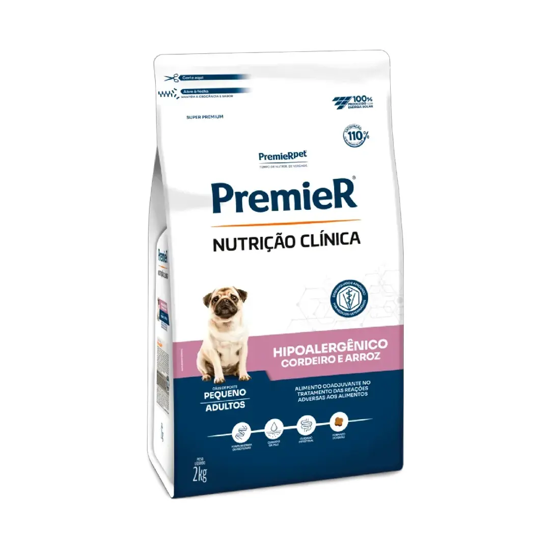 Ração Premier Nutrição Clínica Hipoalergênico para Cães de Pequeno Porte Sabor Cordeiro e Arroz 2Kg