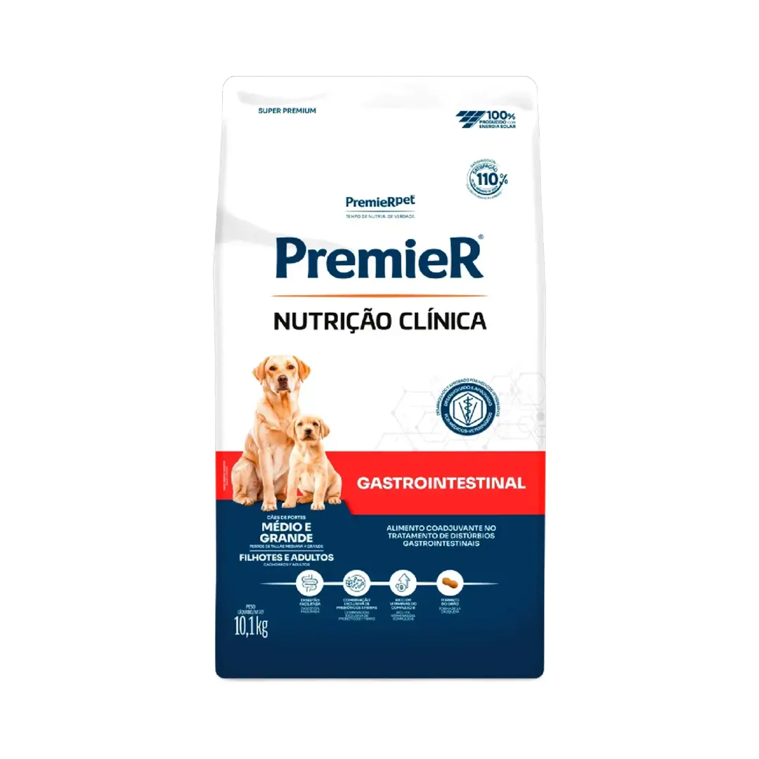 Ração Premier Nutrição Clínica Gastrointestinal Cães Porte Médio e Grande 10,1Kg