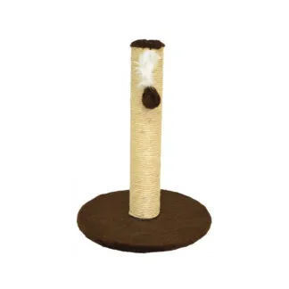 Arranhador para Gatos Redondo Grande com 1 Plataforma em Pelúcia Marrom 53x40cm