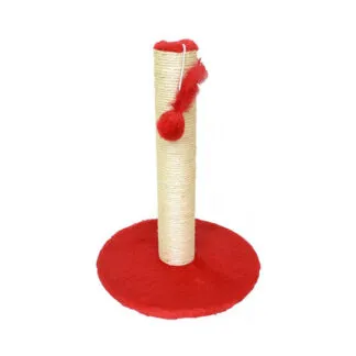Arranhador para Gatos Redondo Grande com 1 Plataforma em Pelúcia Vermelho 53x40cm