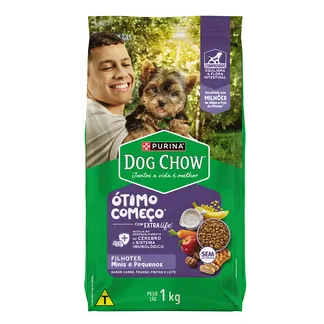 Ração Dog Chow Extra Life para Cães Filhotes de Raças Mini e Pequenas Sabor Carne, Frango, Frutas e Leite 10,1Kg