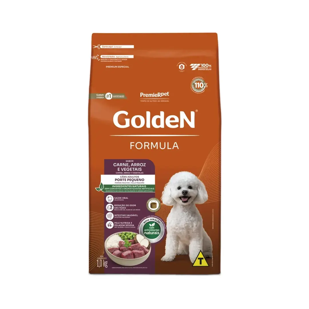Ração Golden Formula para Cães Adultos de Pequeno Porte Sabor Carne e Arroz 1kg