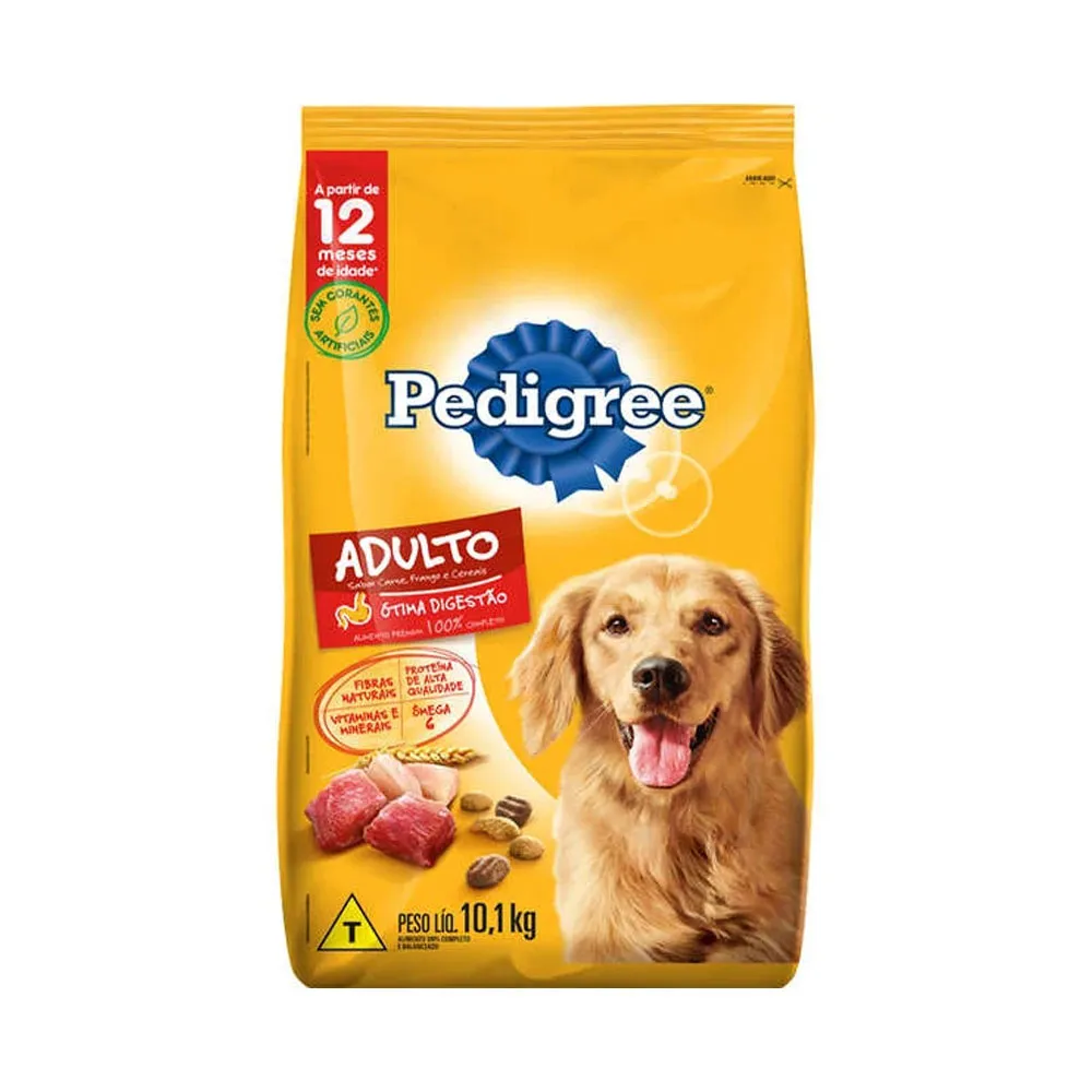 Ração Pedigree Cães Adultos Carne Frango e Cereais 10,1kg