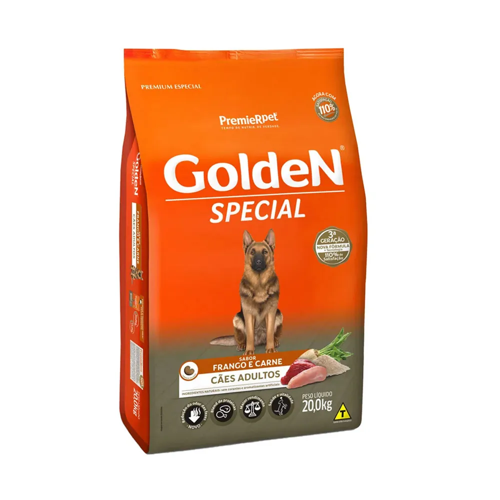 Ração Golden Special Para Cães Adultos Sabor Frango E Carne 20Kg