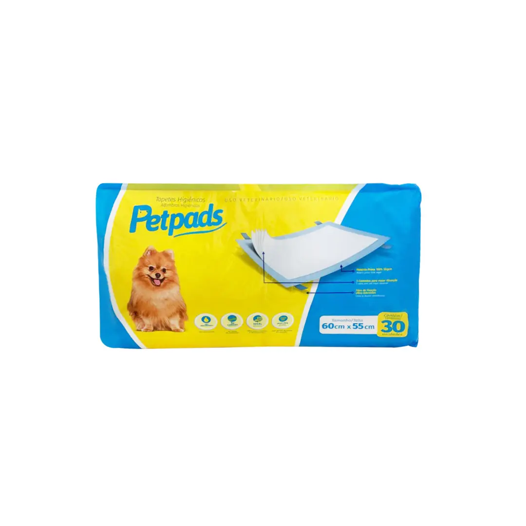 Tapete Higiênico Petpads 60x55cm para Cães 30 Unidades