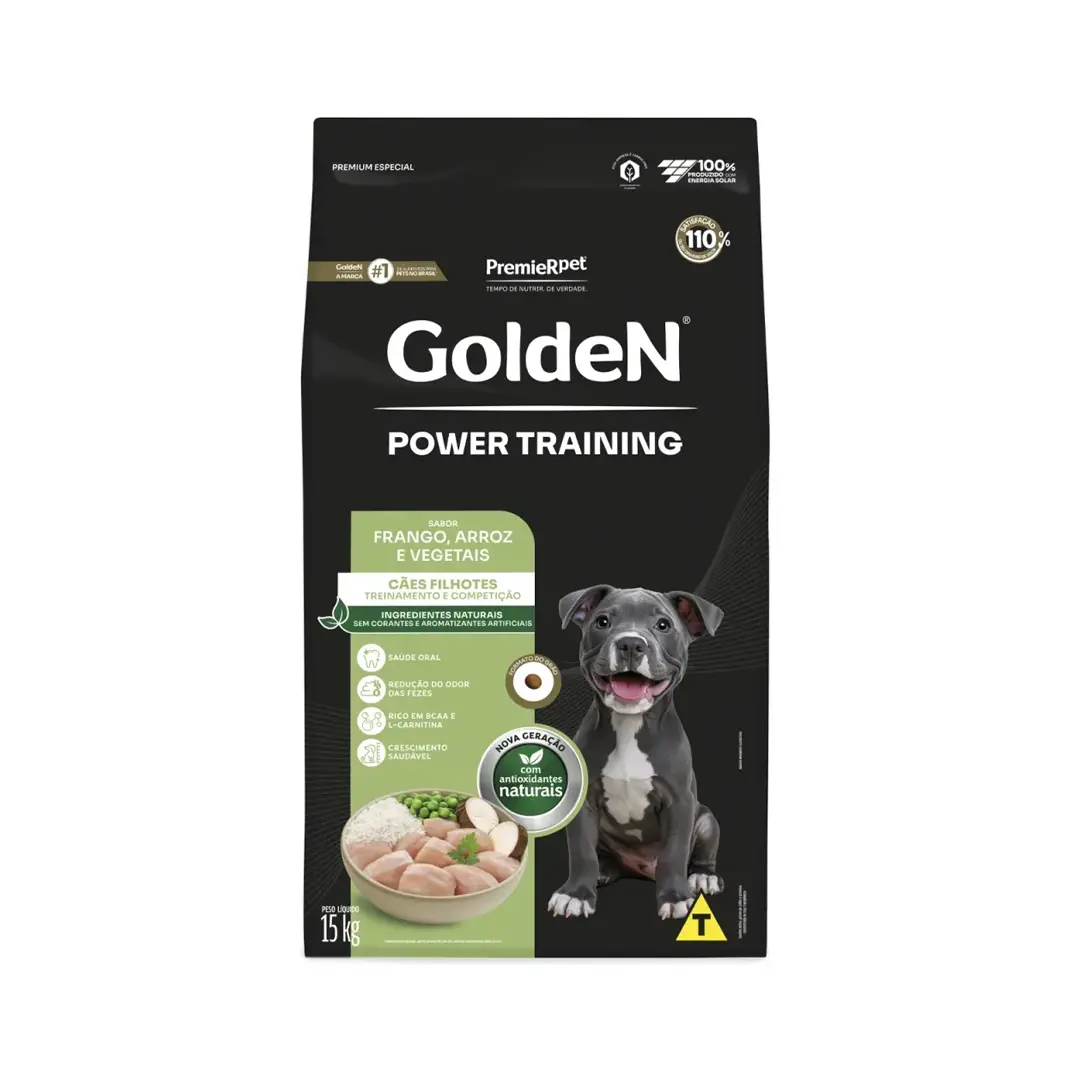 Ração Golden Power Training Treinamento e Competição para Cães Filhotes Sabor Frango e Arroz 15kg