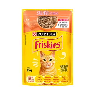 Ração Úmida Friskies Sachê para Gatos Adultos Sabor Salmão ao Molho 85g