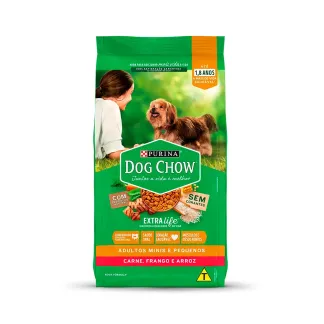 Ração Dog Chow Extra Life para Cães Adultos de Raças Minis e Pequenas Sabor Carne, Frango e Arroz 15Kg