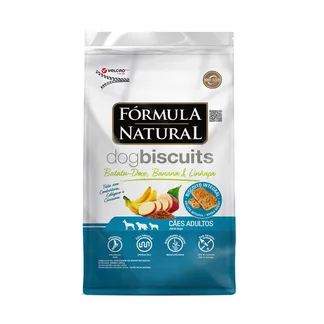 Biscoito Fórmula Natural Dog Biscuits para Cães Adultos Sabor Batata Doce, Banana e Linhaça 250g Adimax