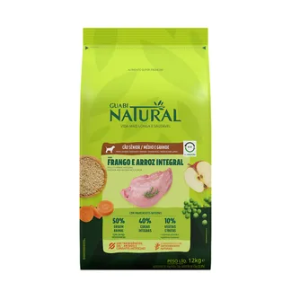 Ração Guabi Natural para Cães Sênior de Porte Médio e Grande Sabor Frango e Arroz 12Kg