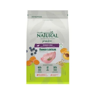 Ração Guabi Natural Grain Free para Cães Adultos de Porte Médio Sabor Frango e Lentilha 12Kg