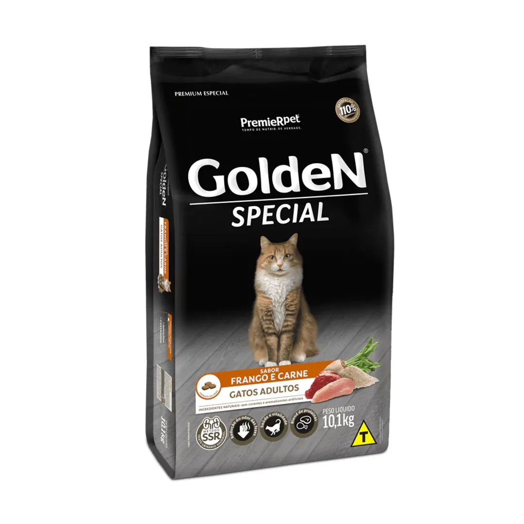 Ração Golden Special Para Gatos Adultos Sabor Frango E Carne 10