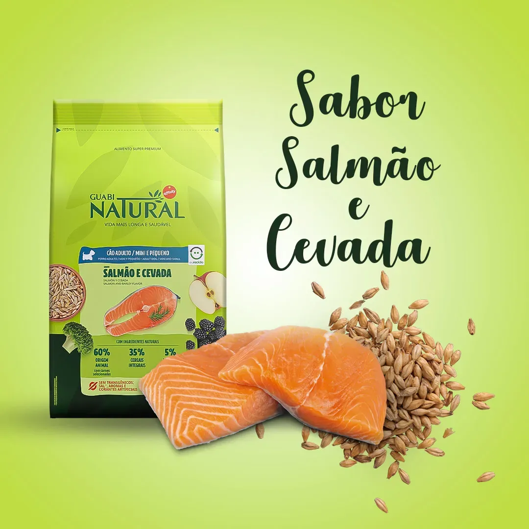 Ração Guabi para Cães Adultos de Porte Mini e Pequeno Sabor Salmão e Cevada 2,5Kg
