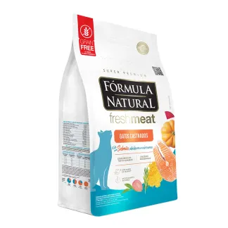 Ração Fórmula Natural Fresh Meat para Gatos Castrados Sabor Salmão, Abóbora e Cúrcuma 1Kg