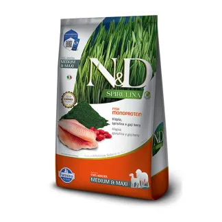 Ração Farmina N&amp;D Spirulina para Cães Adultos de Raças Médias e Grandes Sabor Tilápia, Spirulina e Goji Berry 10,1Kg