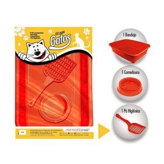 Kit Sanitário Classic para Gatos Vermelho Furacão Pet