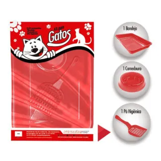 Kit Sanitário Pop para Gatos Vermelho Furacão Pet