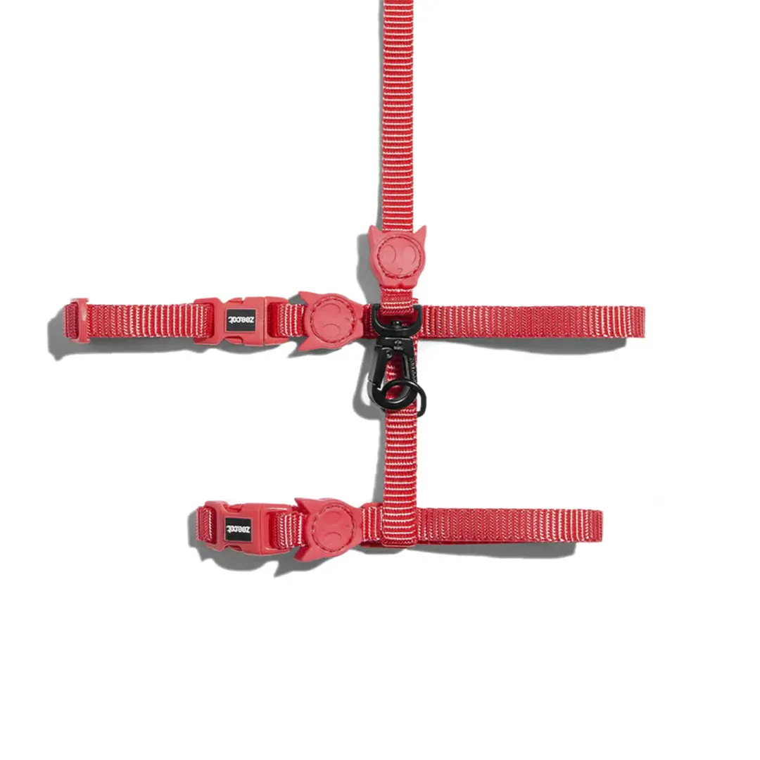 Peitoral com Guia Zee.Cat Neon Coral para Gatos