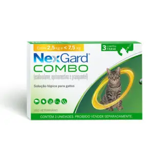 Antiparasitário Nexgard Combo 0,9ml para Gatos Entre 2,5Kg e < 7,5Kg 3 Pipetas