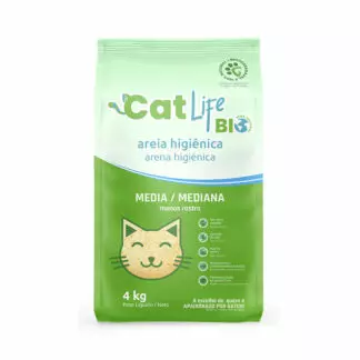 Areia Higiênica Biodegradável Cat Life Grãos Médios para Gatos 4Kg