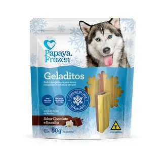 Petisco Papaya Frozen Geladitos para Cães Sabor Chocolate e Baunilha 80g