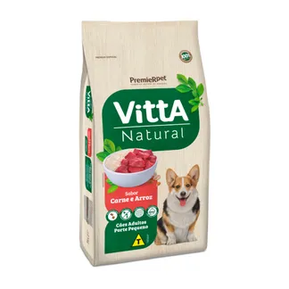 Ração Vitta Natural para Cães Adultos de Raças Pequenas Sabor Carne e Arroz 3Kg