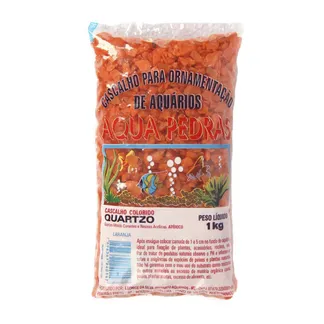 Cascalho Laranja Escuro Quartzo N°01 para Aquários 1Kg