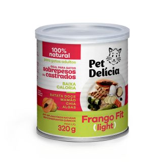 Ração Pet Delícia Lata para Gatos Castrados Frango Fit Light 320g