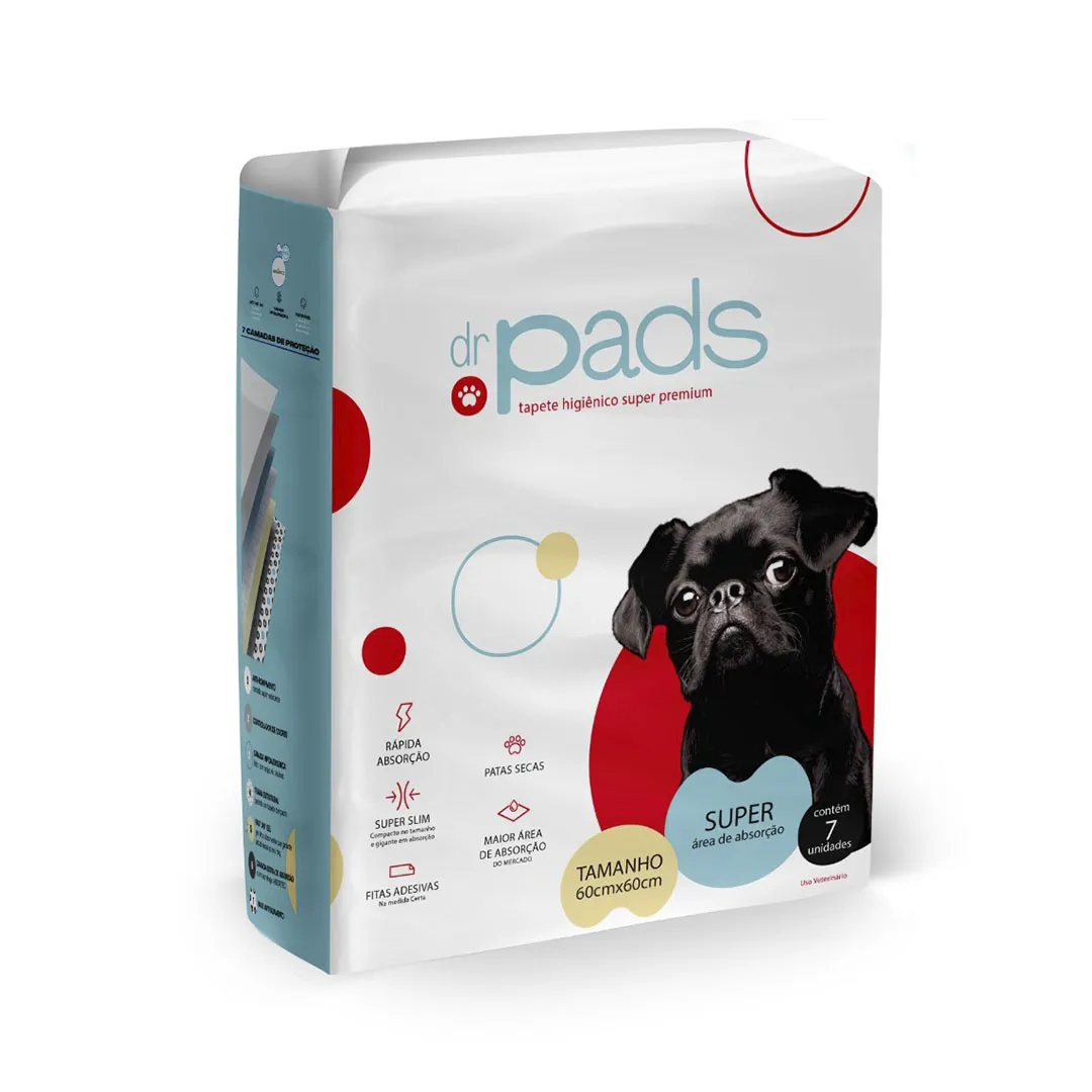 Tapete Higiênico Dr Pads 60x60cm para Cães 7 Unidades