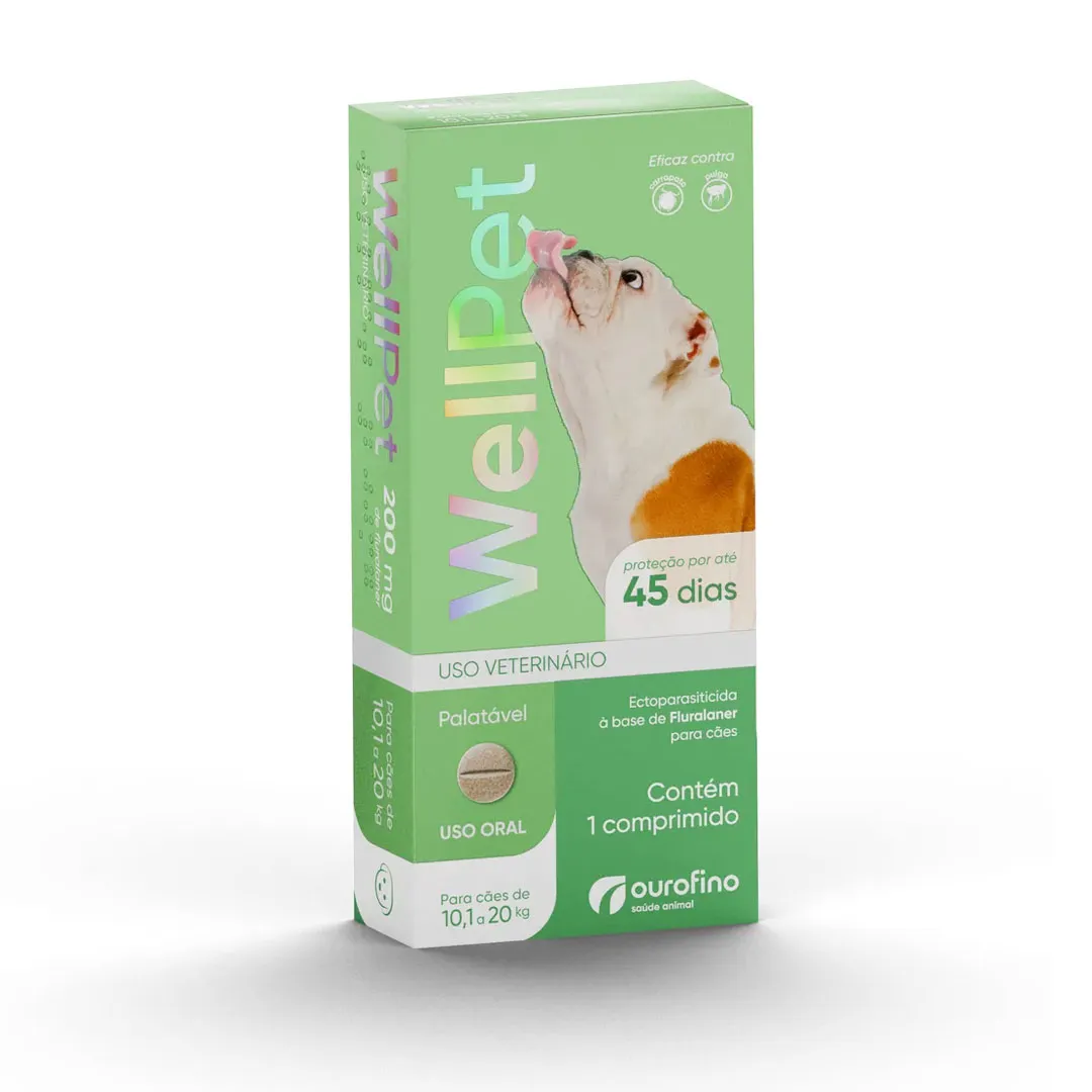 WellPet 200mg para Cães de 10,1Kg a 20Kg Ourofino