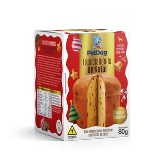 Panettone Pet Dog para Cães Sabor Flocos de Carne 80g
