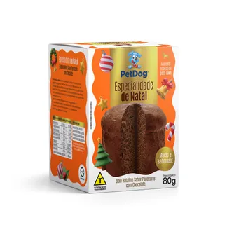 Panettone Pet Dog para Cães Sabor Chocolate 80g