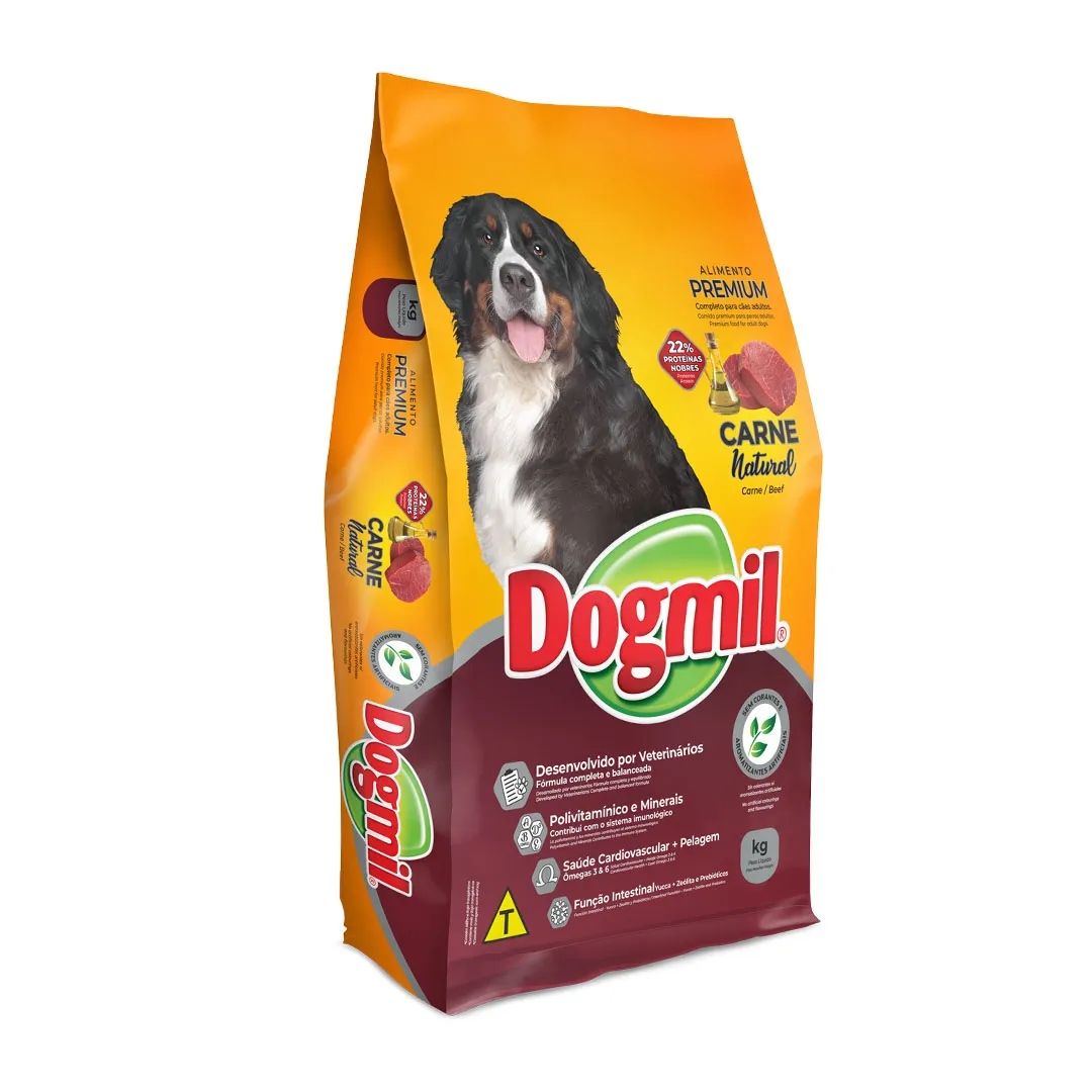 Ração Dogmil Natural para Cães Adultos de Todas as Raças Sabor Carne 15Kg