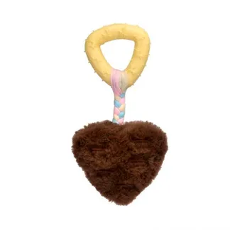 Brinquedo Mordedor Pelúcia Coração com Argola para Cães Napi