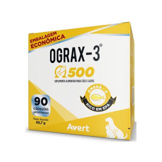 Suplemento Alimentar Ograx-3 500mg para Cães e Gatos 90 Cápsulas Avert