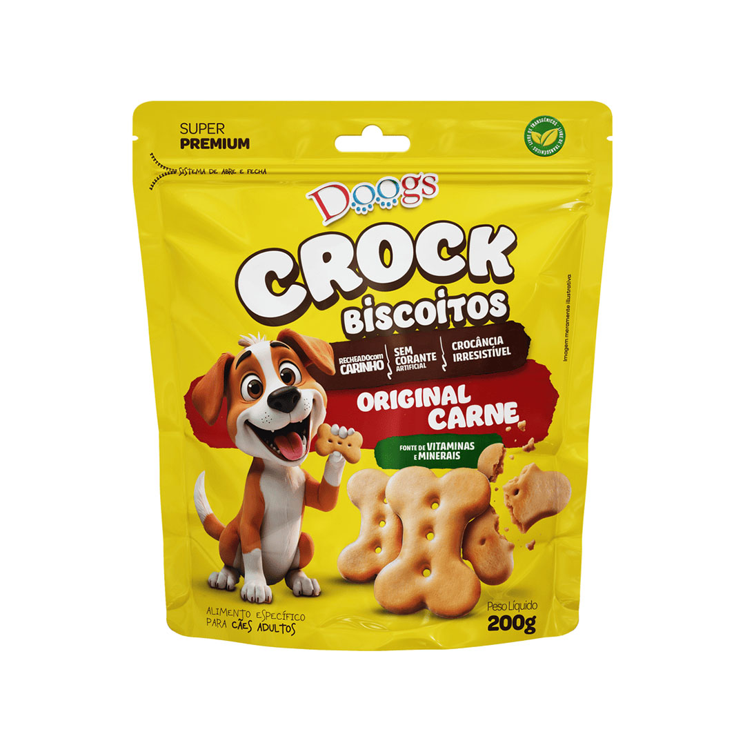 Biscoito Doogs Crock para Cães Adultos Sabor Carne 200g – Terra Zoo