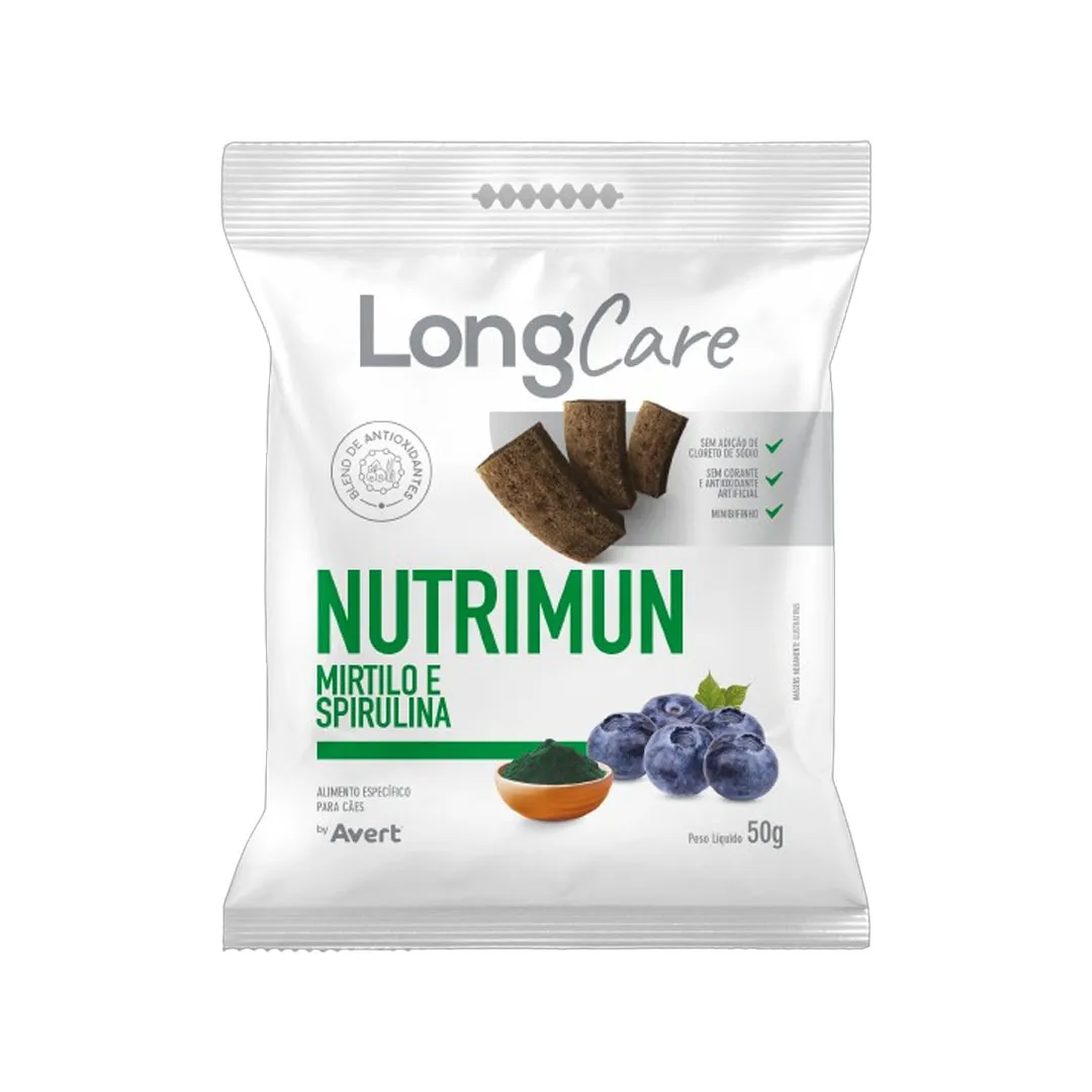 Petisco LongCare Nutrimun para Cães Sabor Mirtilo e Spirulina 50g Avert