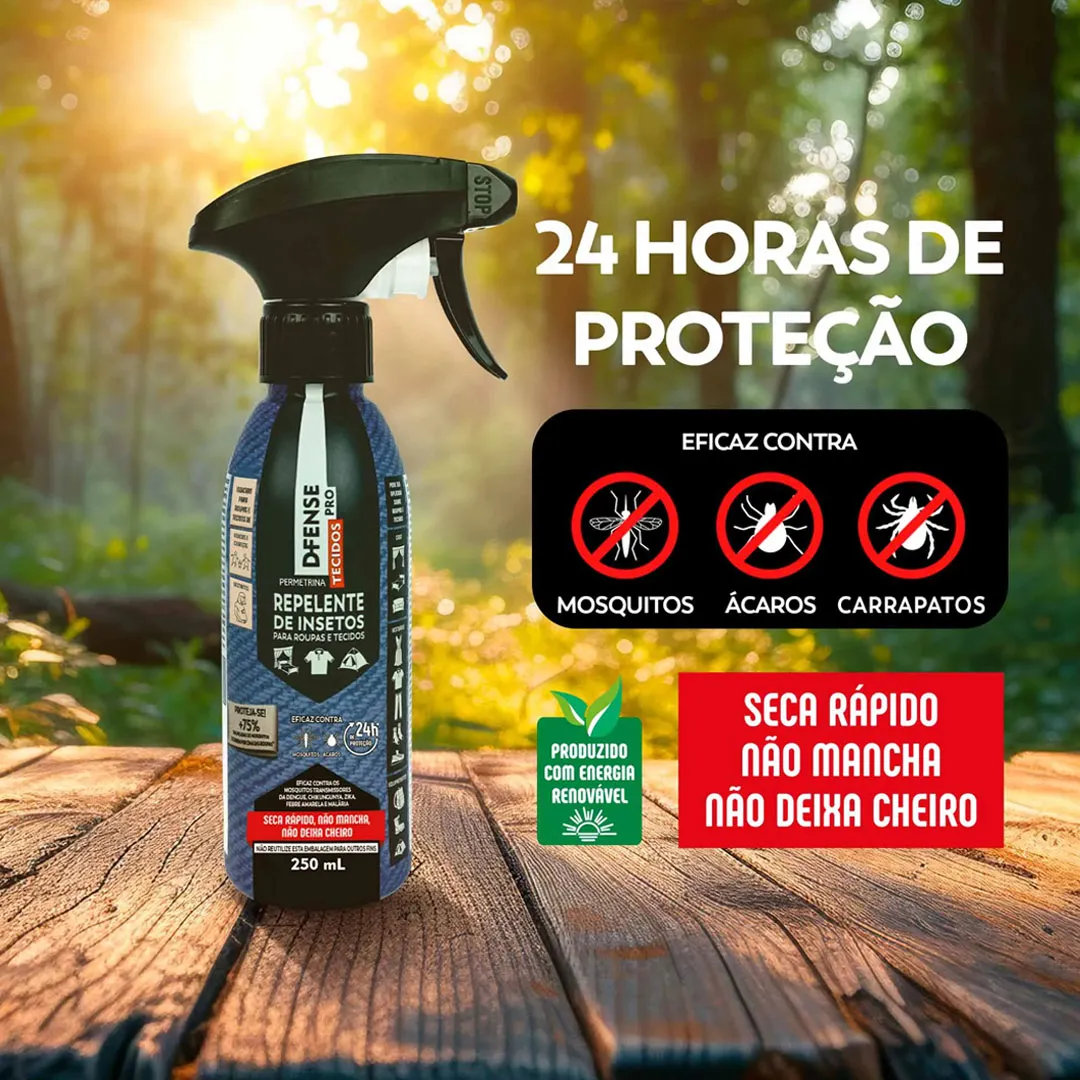 Repelente de Insetos D-Fense Pro Tecidos Spray 250ml Haxea