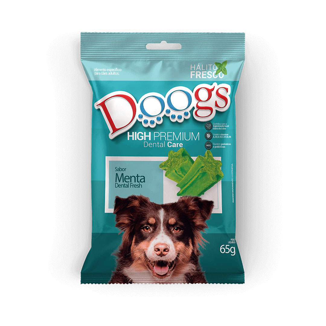Dental Snacks Doogs Fresh Para Cães Adultos Sabor Menta 65g